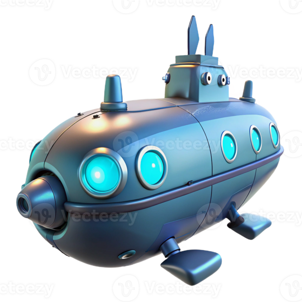 beautiful modern A futuristic submarine exploring a deep-sea trench, glowing interior lights, sci-fi, concept art style, authentic png