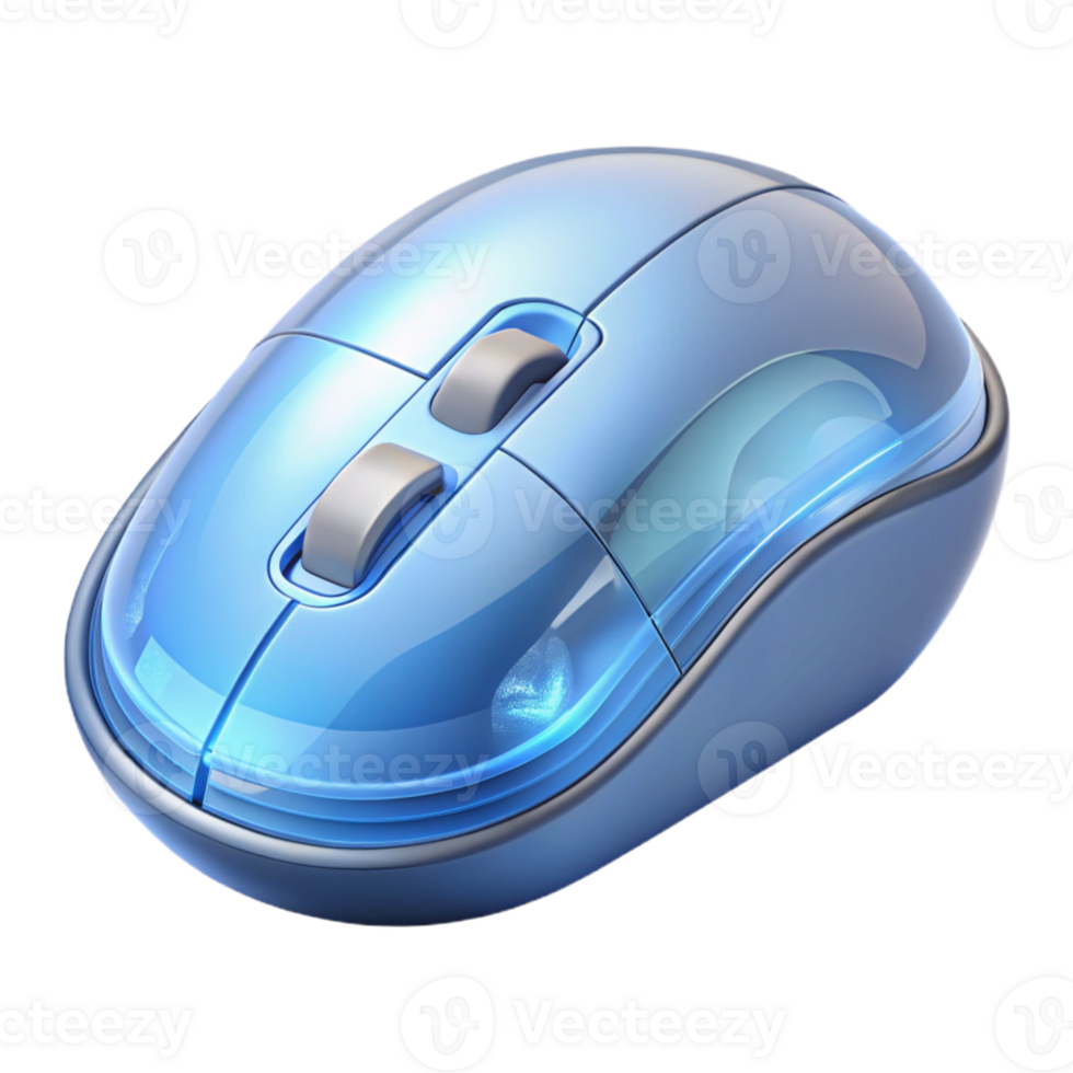 impressive vintage A transparent computer mouse with internal circuitry visible, soft blue lighting, minimalist style original png