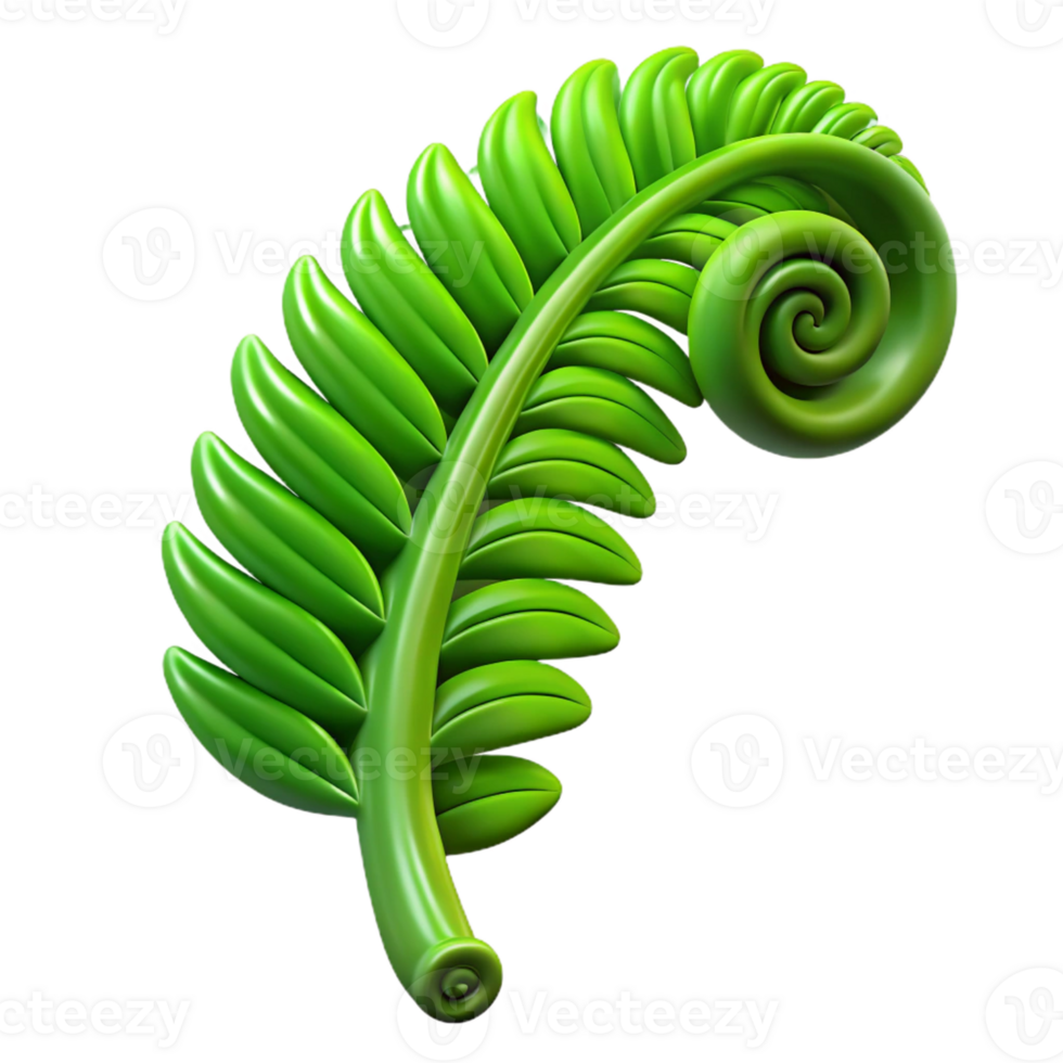 serene rustic A lush, green fern frond unfurling, macro photography, shallow depth of field, vibrant emerald green color, dramatic chiaroscuro lighting, 4K png
