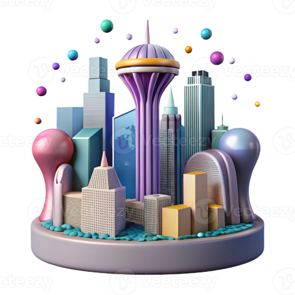 serene abstract Dallas Skyline Reunion Tower Cutout for Texas Tourism premium png