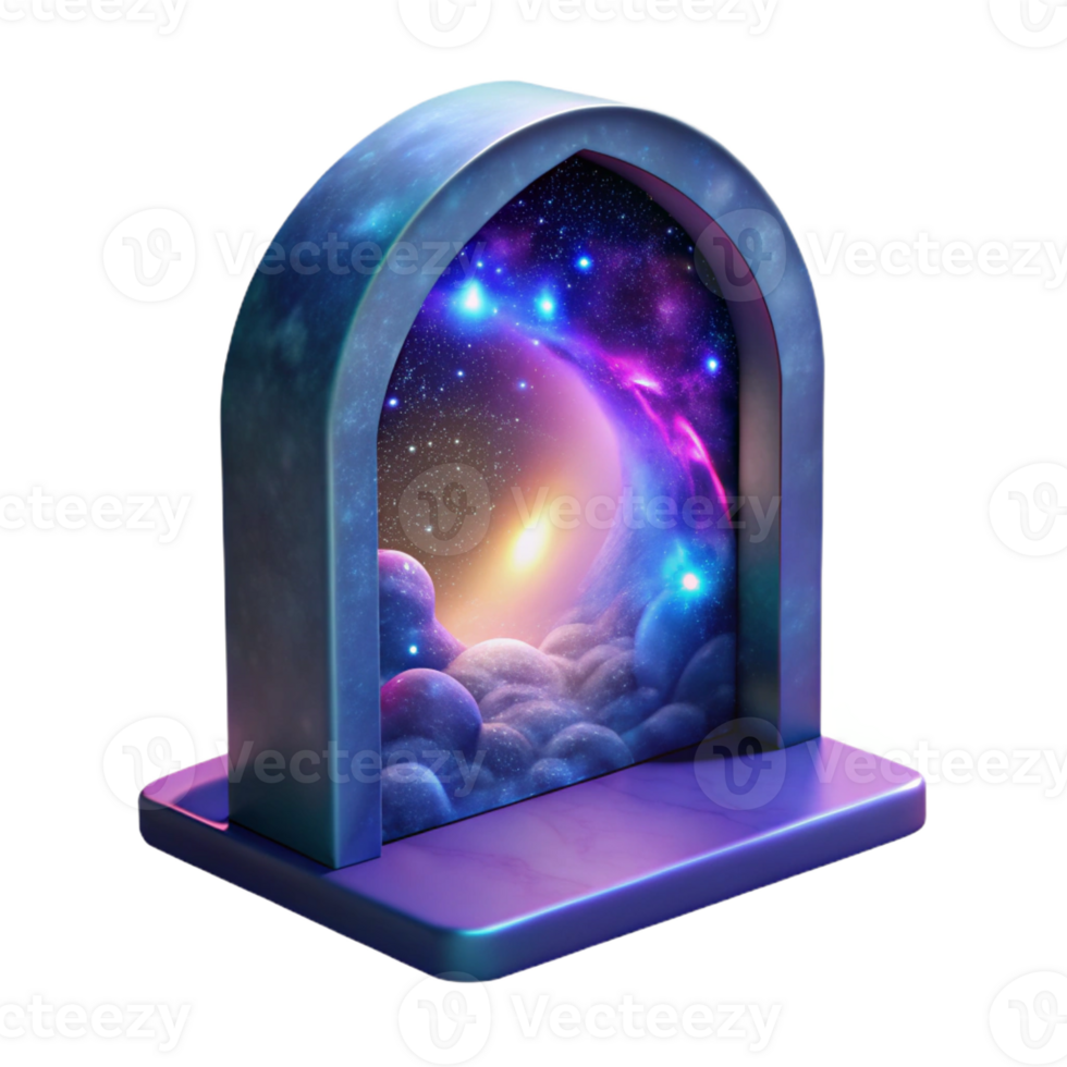 beautiful abstract A magical portal opening to a galaxy filled with nebulae, vibrant cosmic colors, science fiction style authentic png