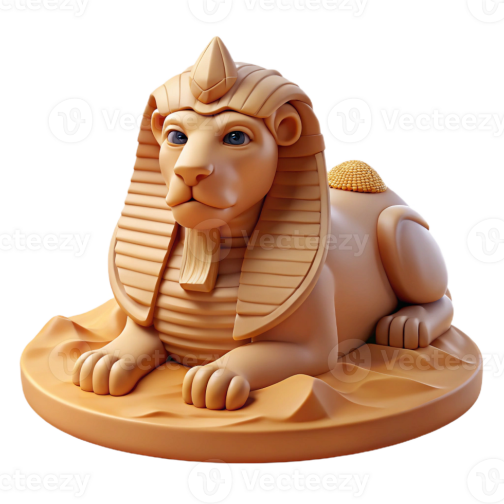 impressive classic A majestic sphinx, with the body of a lion and the head of a pharaoh, gazing enigmatically, sand swirling around its base, ancient Egyptian art style authentic png