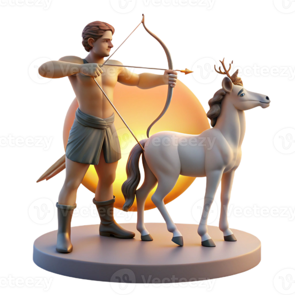wonderful creative A wise centaur teaching archery to a young nymph, bathed in the warm light of a setting sun, in a classical, Renaissance style genuine png