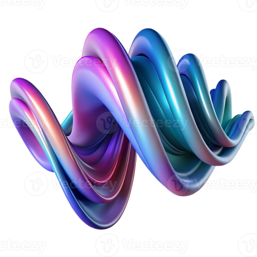 beautiful creative An abstract representation of sound waves, visualized as undulating ribbons of color, with a dynamic lighting scheme and a smooth, glossy finish. Kinetic art style high quality png