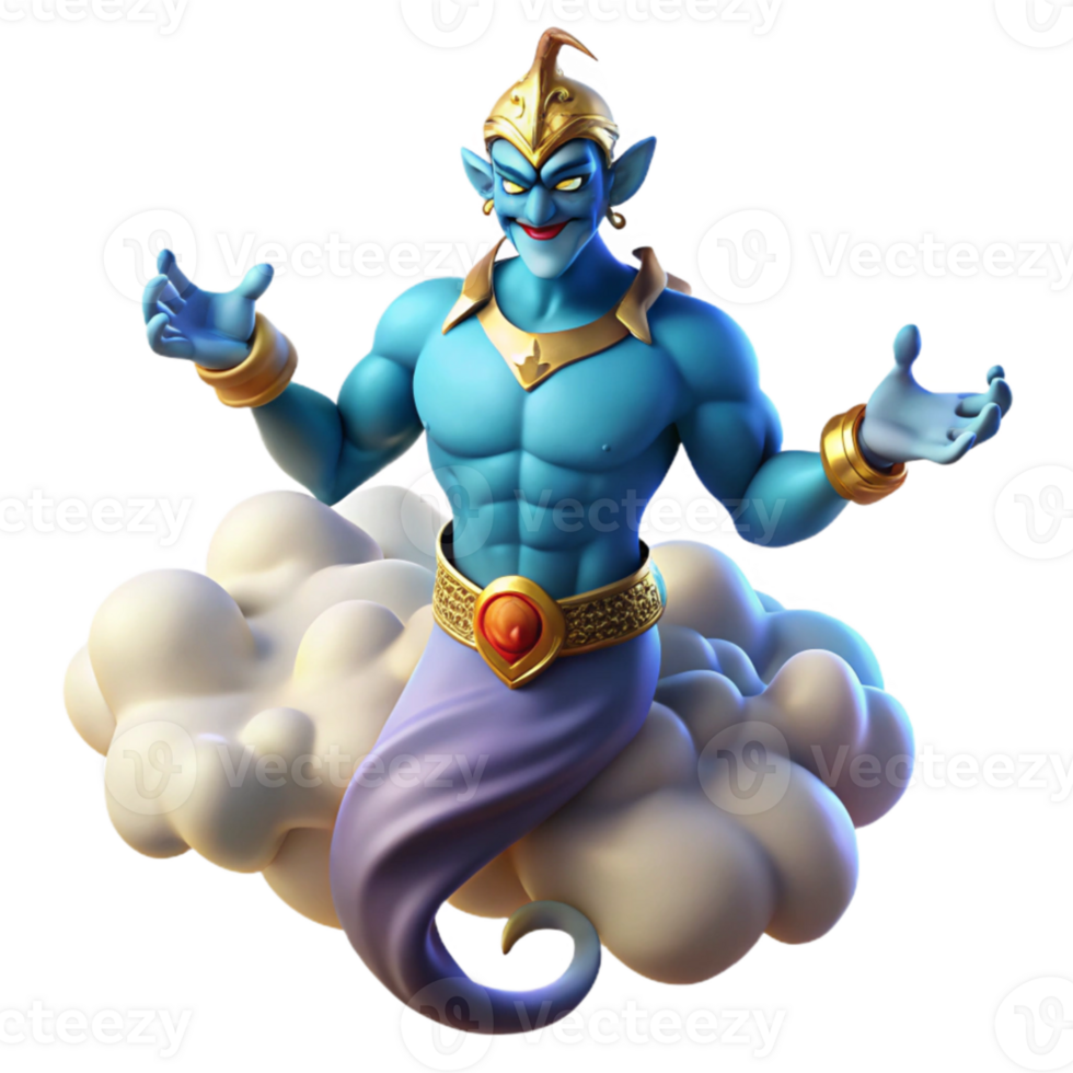 impressive abstract A powerful djinn emerging from a swirling cloud of smoke, illuminated by flickering torches. Orientalist fantasy art style professional png