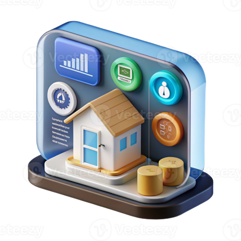 extraordinary rustic A smart home interface displaying various data, futuristic design, minimalist style premium png