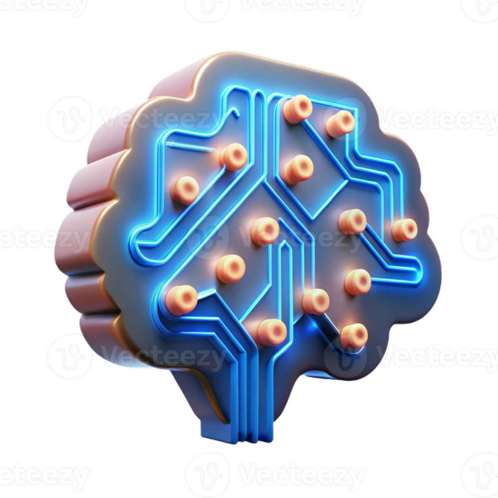 stunning creative A glowing circuit board forming the shape of a human brain, artificial intelligence concept, dark background premium png