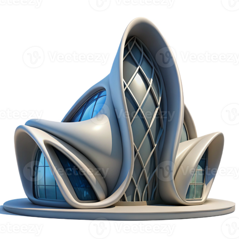 stunning artistic Zaha Hadid inspired building, fluid forms, parametric design, dramatic lighting, futuristic style genuine png