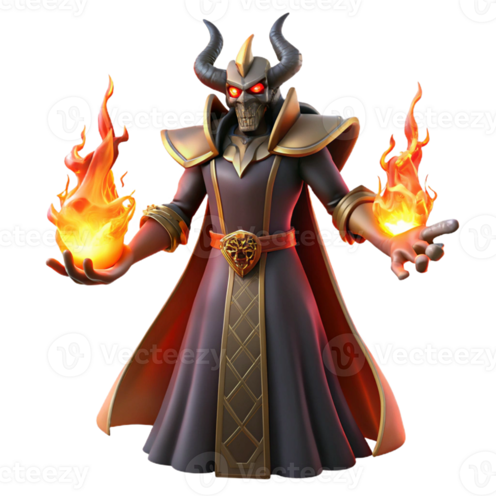 beautiful artistic A powerful warlock summoning a demon from the fiery depths of hell. Dark fantasy art style 4K png