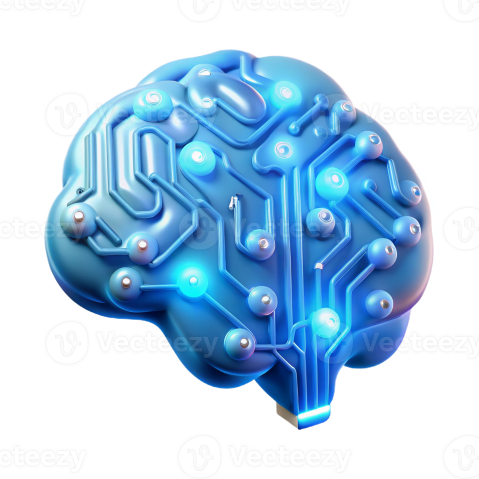 serene abstract A glowing circuit board forming the shape of a human brain, artificial intelligence concept, dark background 4K png
