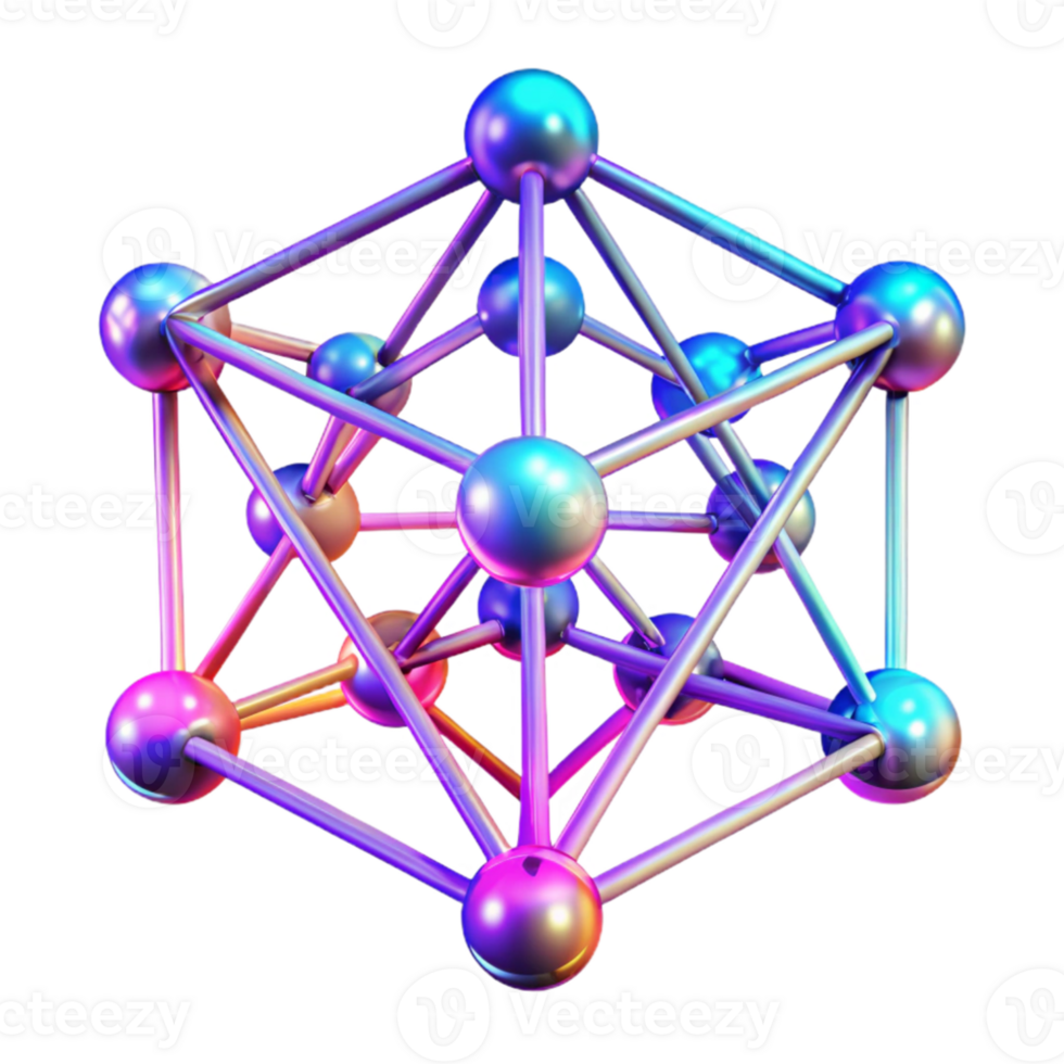 vibrant modern A complex network of interconnected nodes and lines, rendered in glowing neon colors, illuminated by a pulsating, rhythmic light, in a Cybernetic Art style authentic png