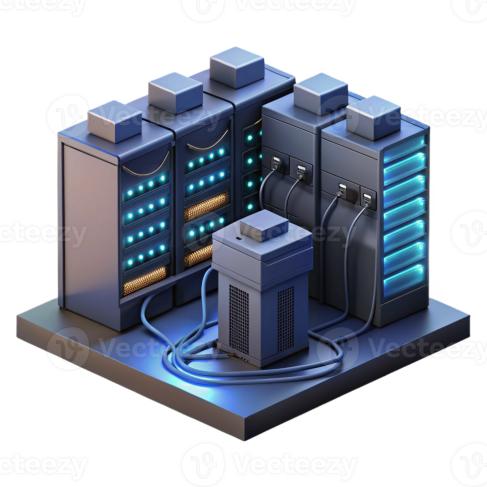 serene traditional A server room filled with blinking lights and cables, complex network infrastructure, dark environment, realistic style detailed png