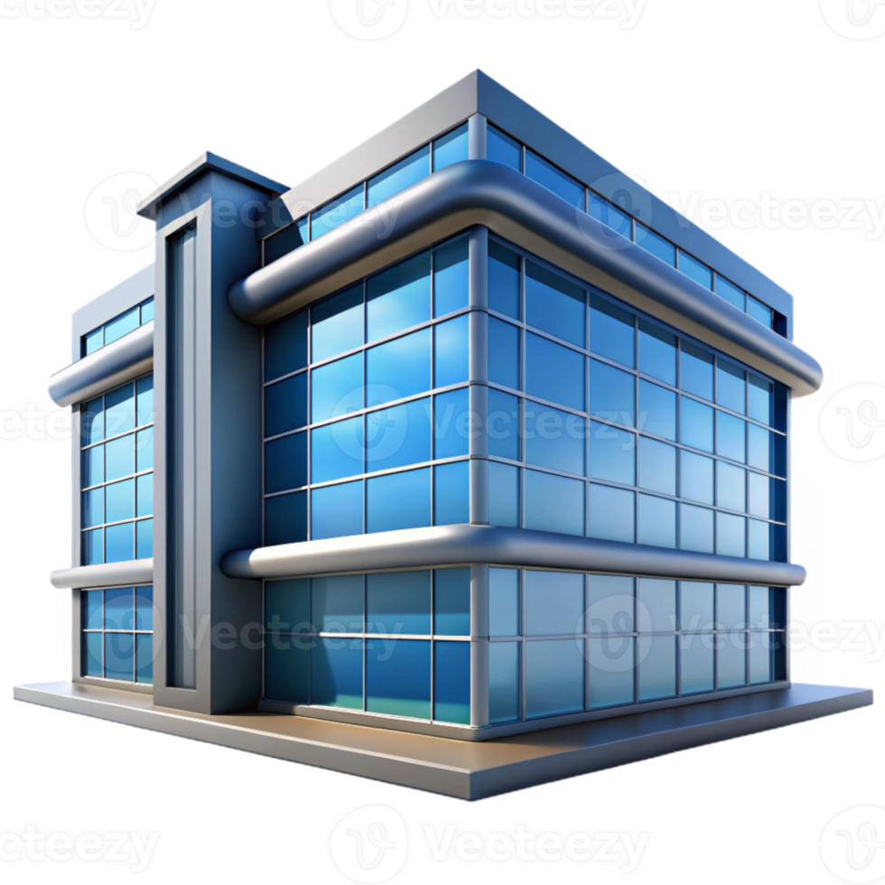 wonderful rustic Modernist glass and steel office building, clean lines, minimal details, bright daylight, corporate style high resolution png