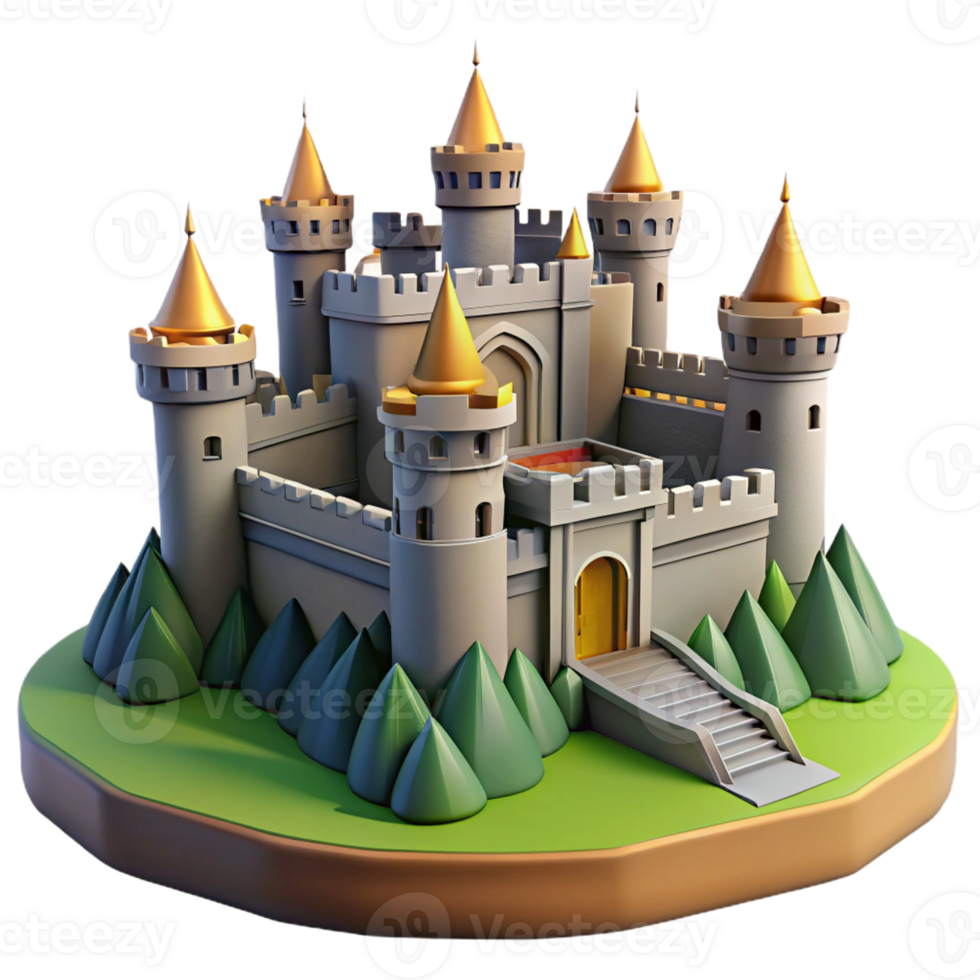 vibrant abstract A medieval castle on a hilltop, fortified walls, dramatic lighting, epic scale exclusive png
