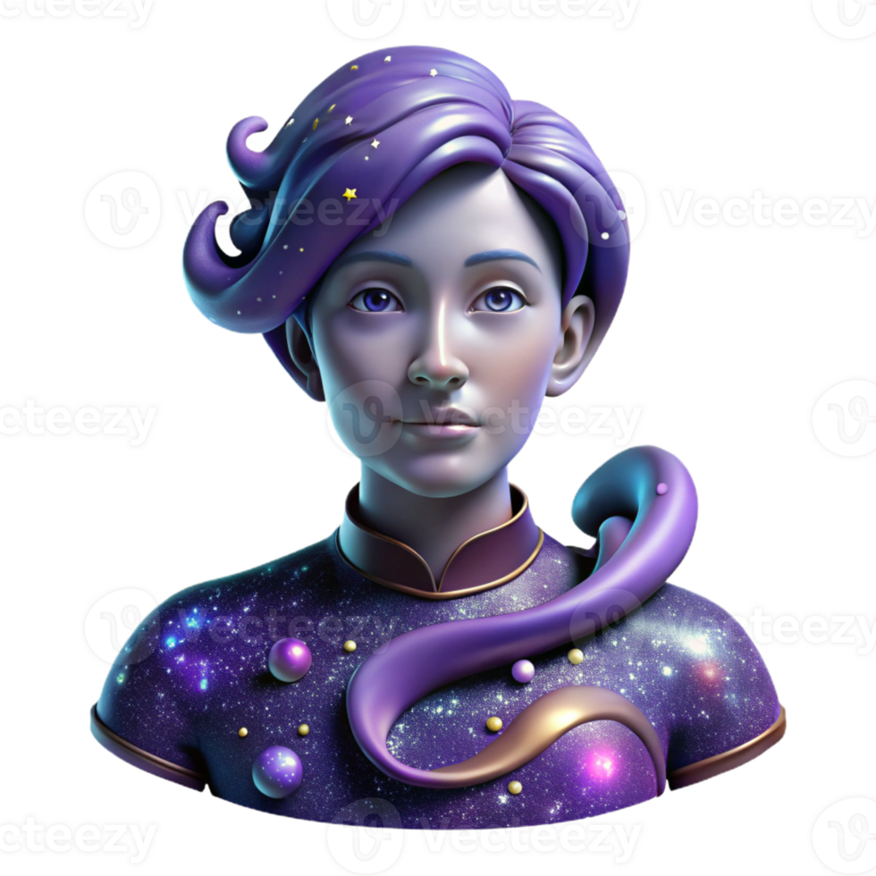 serene creative Portrait of a person composed entirely of swirling galaxies, nebulae, and stars, lit by cosmic light, in a surreal art style premium png
