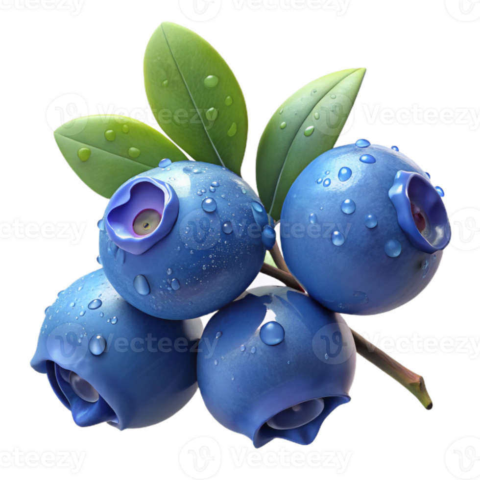 stunning minimalist A cluster of dewy blueberries on a branch, macro photography, soft morning light, photorealistic style detailed png