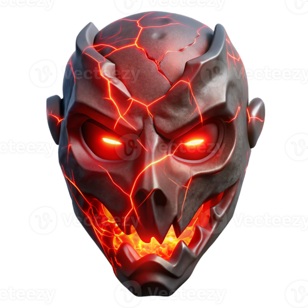 extraordinary artistic A decaying mask radiating cracks of crimson red magic, emitting smoky tendrils, lit by an ominous red glow, in a dark fantasy art style professional png