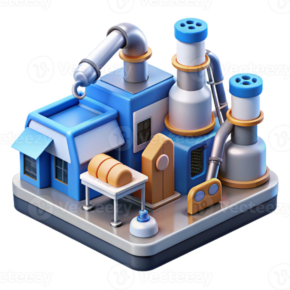 stunning artistic A futuristic factory with automated robots working on assembly lines, industrial design style exclusive png