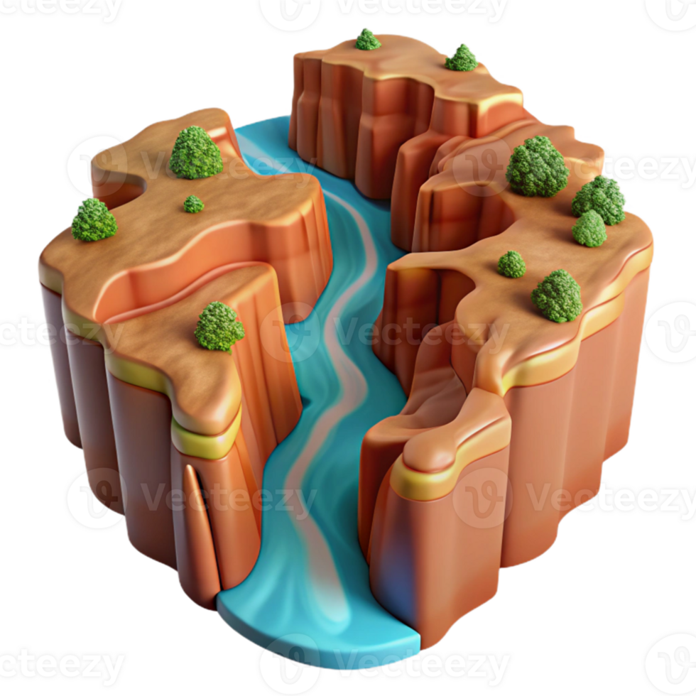 impressive contemporary A flowing river, cutting through a canyon, aerial view, landscape photography style original png
