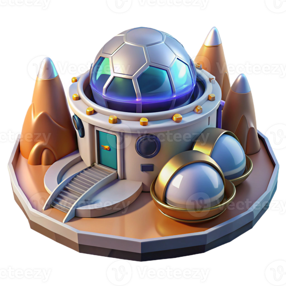 wonderful classic A futuristic research facility built on an alien planet, sleek design, otherworldly landscape premium png