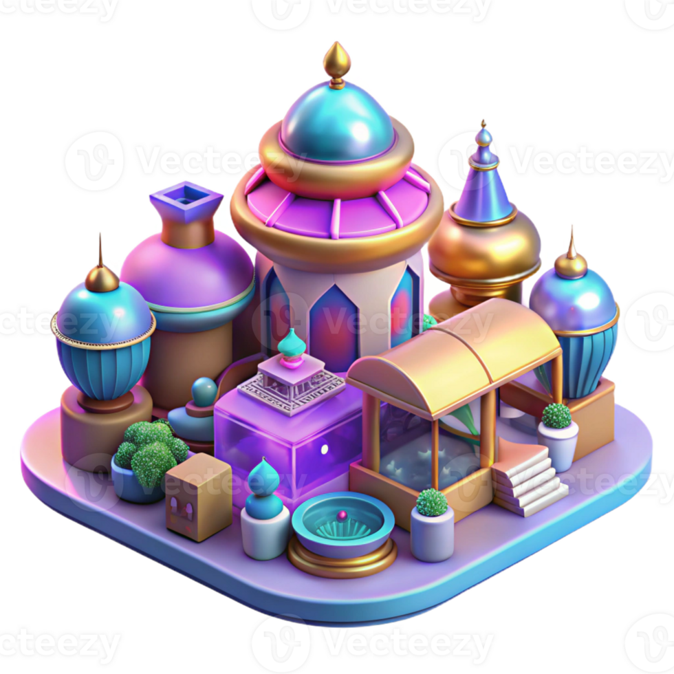 magnificent vintage A futuristic marketplace with holographic vendors and exotic goods, bustling and vibrant, bazaar style high quality png
