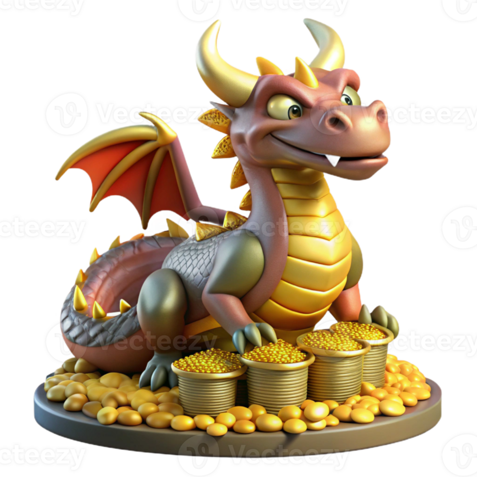 beautiful rustic A fearsome dragon guarding a hoard of gold, its scales gleaming in the torchlight, in a classic, medieval style genuine png