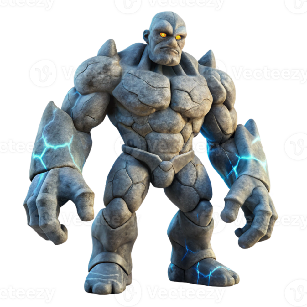 extraordinary vintage A towering golem made of polished granite, emanating an aura of ancient power, under a starry night sky. Concept art style high resolution png