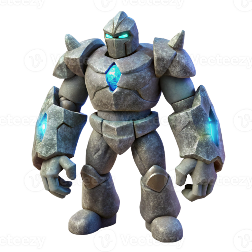 elegant creative A towering golem made of polished granite, emanating an aura of ancient power, under a starry night sky. Concept art style professional png