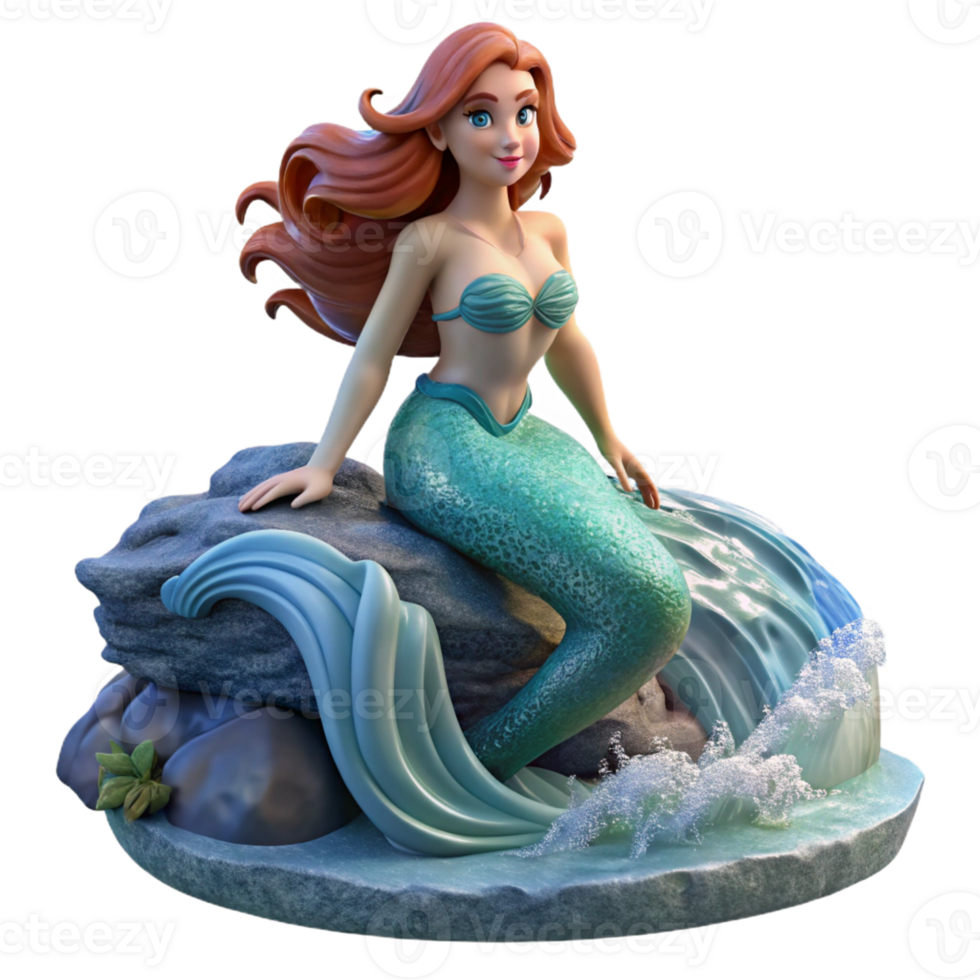 magnificent modern A beautiful siren luring sailors with her enchanting song, perched on a rocky outcrop, ocean waves crashing around her. Pre-Raphaelite style genuine png