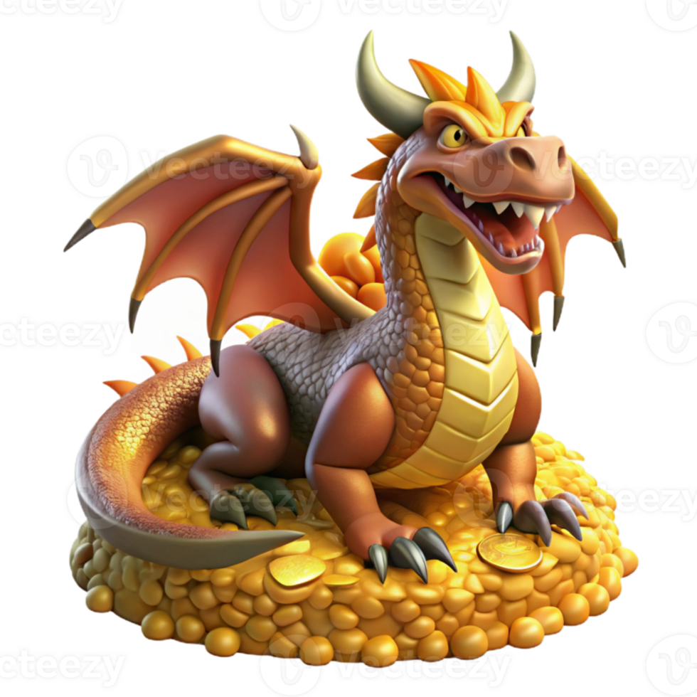 vibrant classic A fearsome dragon guarding a hoard of gold, its scales gleaming in the torchlight, in a classic, medieval style detailed png