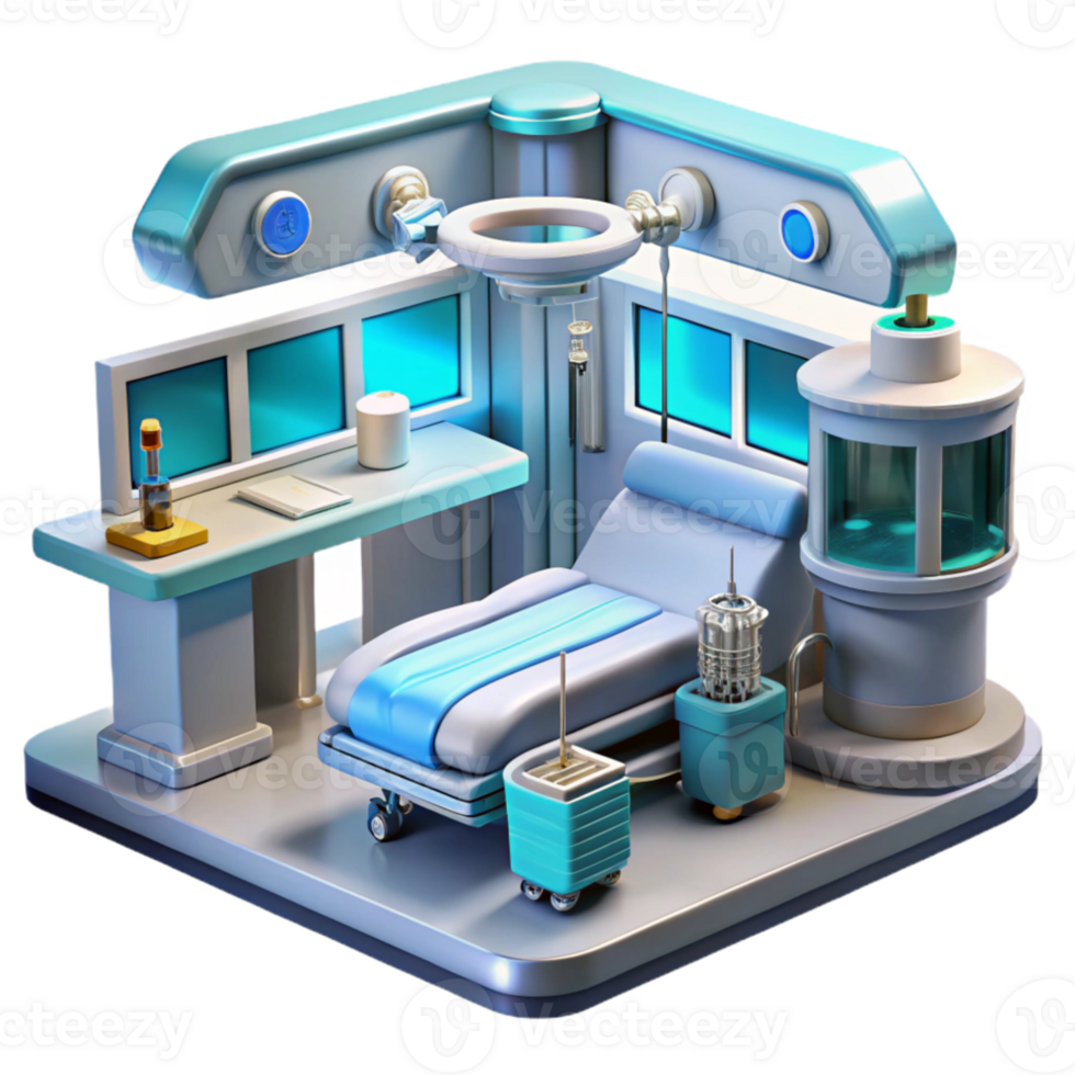 elegant traditional A futuristic hospital operating room with advanced technology, sterile environment, realistic style detailed png