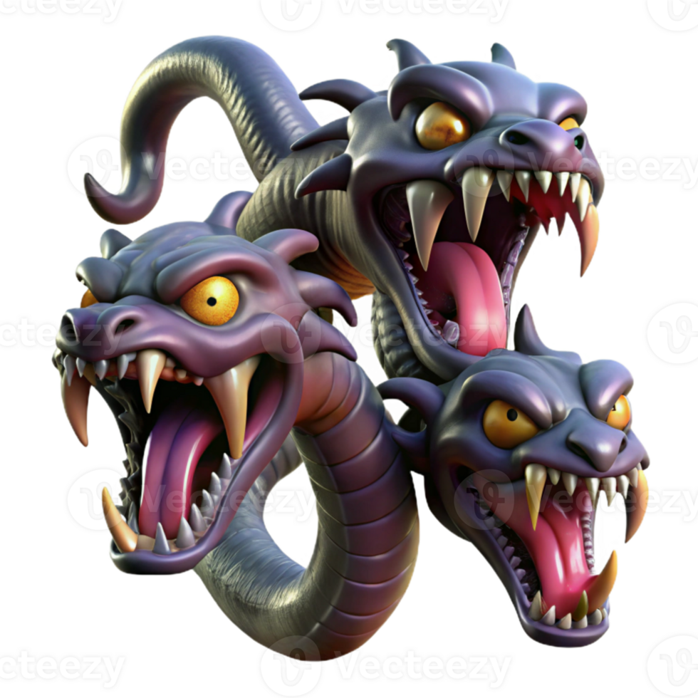 stunning rustic A fearsome hydra, with multiple serpentine heads, each dripping venom, dark and ominous lighting, fantasy art style professional png