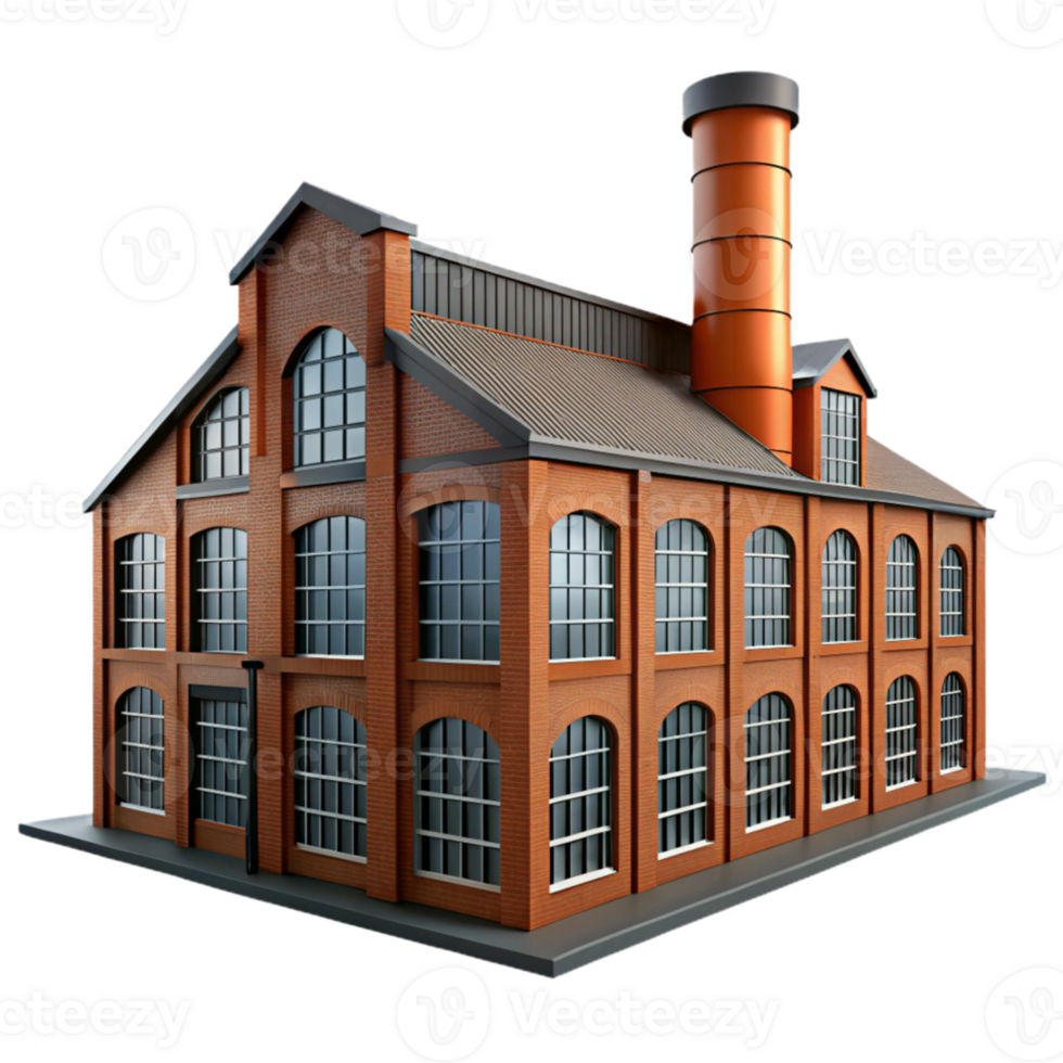 stunning classic Adaptive reuse factory building, converted into loft apartments, exposed brick walls, large windows, urban renewal premium png