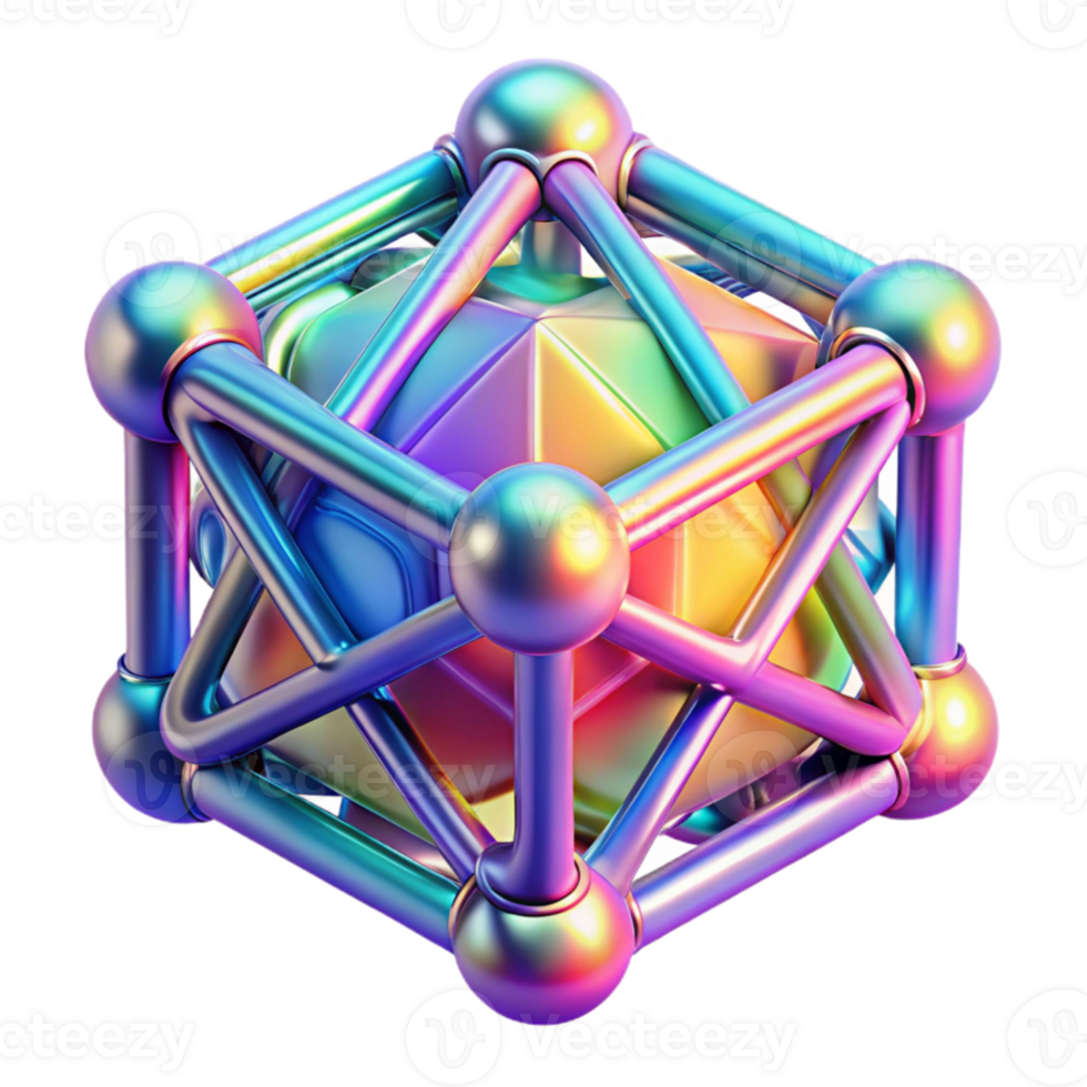 magnificent classic A quantum computer core, complex geometric shapes interwoven with streams of light particles, vibrant rainbow colors, abstract style original png