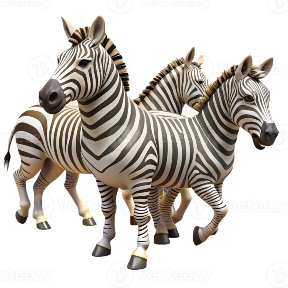 dramatic contemporary A zebra herd migrating across the savanna, striped patterns, dynamic pose high quality png