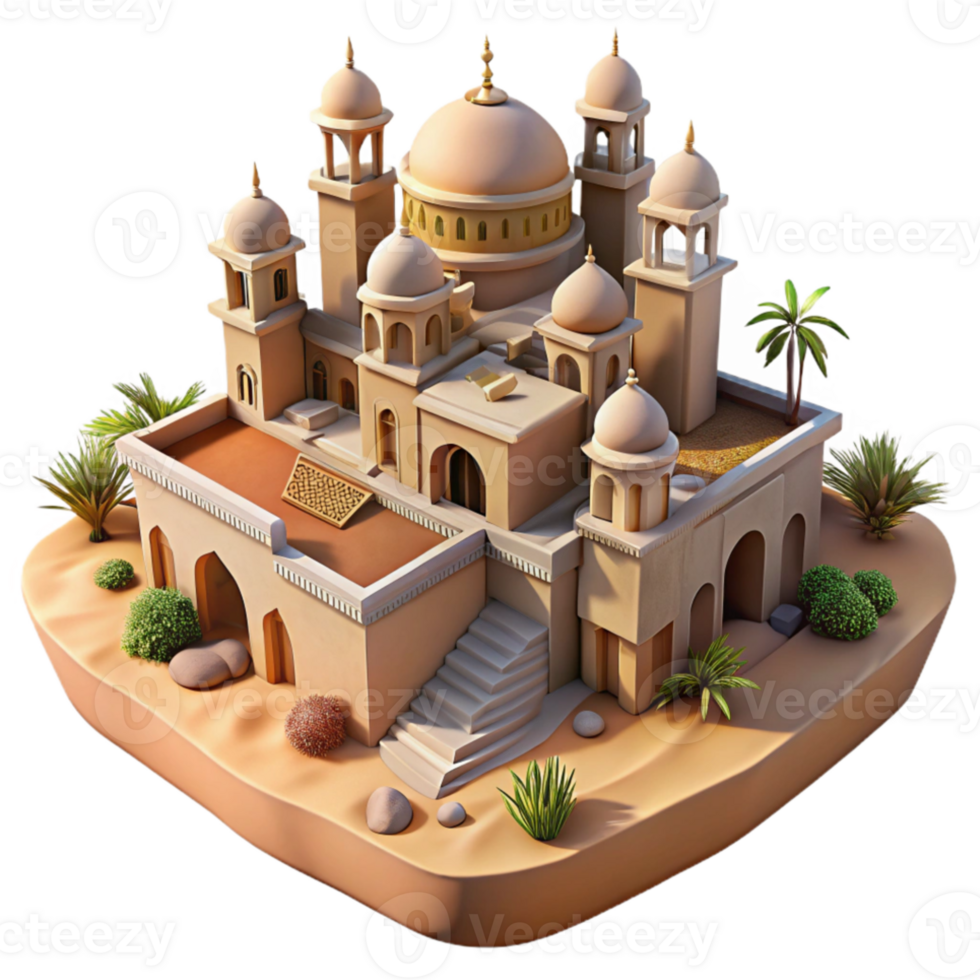 stunning abstract Desert oasis city, sandstone architecture, intricate carvings, midday sun lighting, middle eastern style detailed png