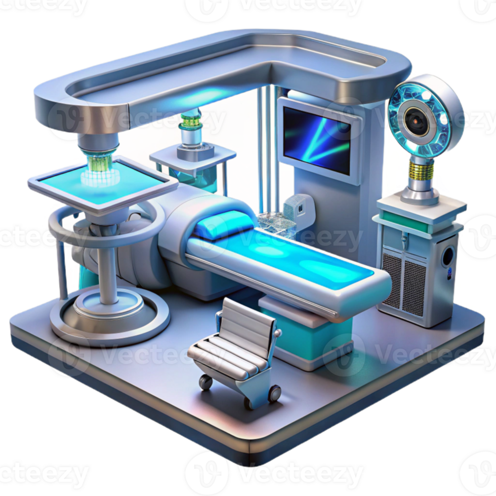 dramatic minimalist A futuristic hospital operating room with advanced technology, sterile environment, realistic style detailed png