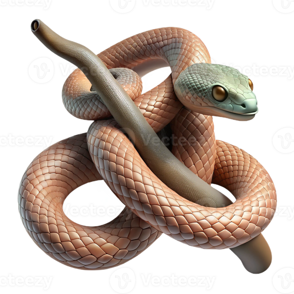vibrant rustic A slithering snake coiled around a branch, depicted in a detailed, realistic style with intricate scales and soft, natural lighting 4K png