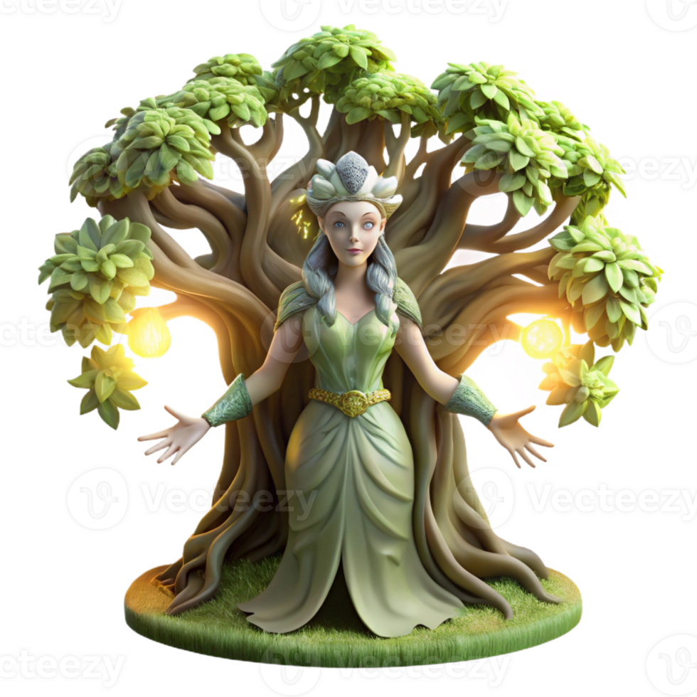 impressive abstract An ethereal dryad emerges from an ancient oak tree, dappled sunlight filtering through the leaves. Art Nouveau style original png