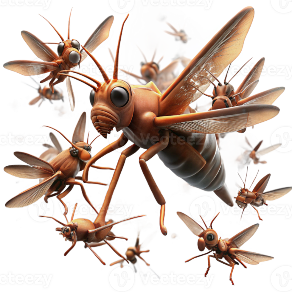 vibrant traditional A swarm of locusts flying through the air, dramatic lighting, apocalyptic mood professional png