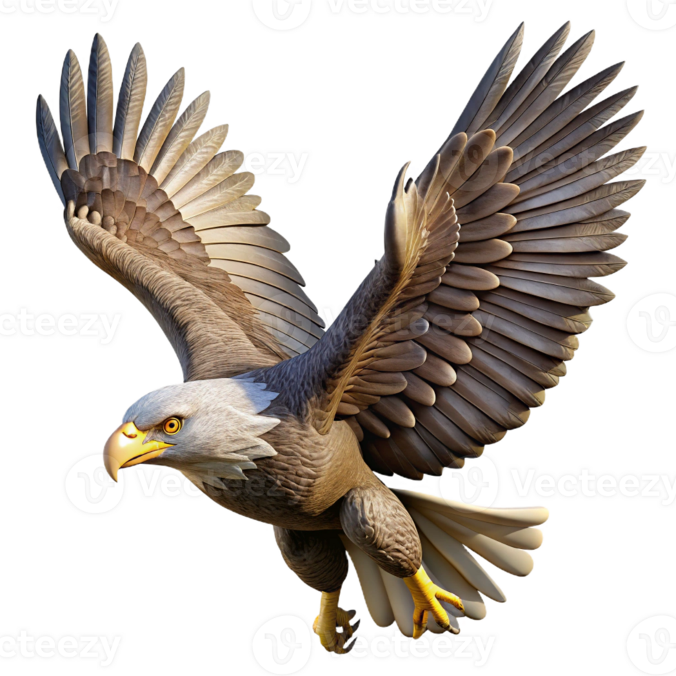 magnificent vintage A powerful eagle soaring through the sky, depicted in a realistic style with dynamic wingspan and sharp focus 4K png