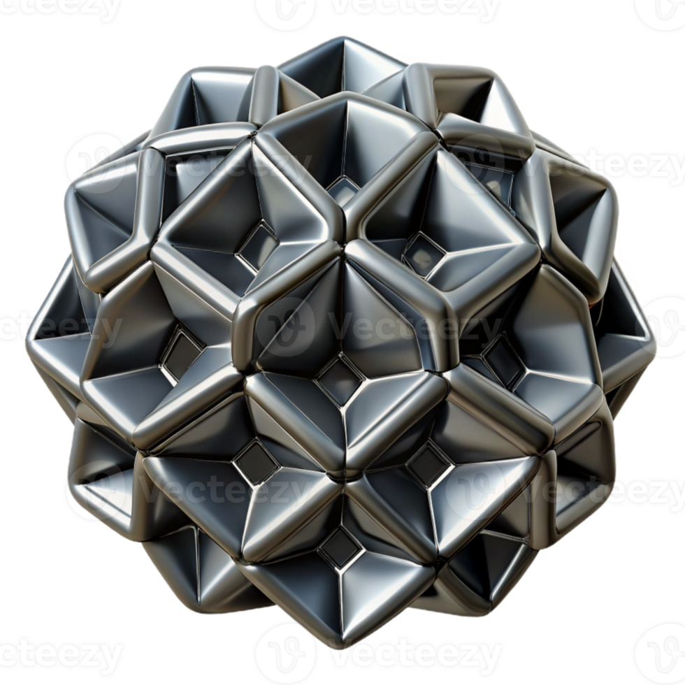 impressive abstract Geometric shapes tessellated in a complex, repeating pattern, rendered in matte black and metallic silver, minimalist style genuine png