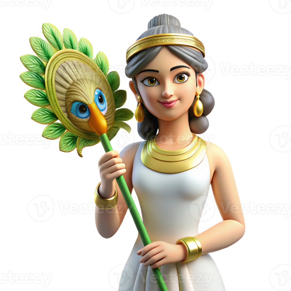 impressive traditional Hera, Goddess of Marriage, with a peacock feather authentic png