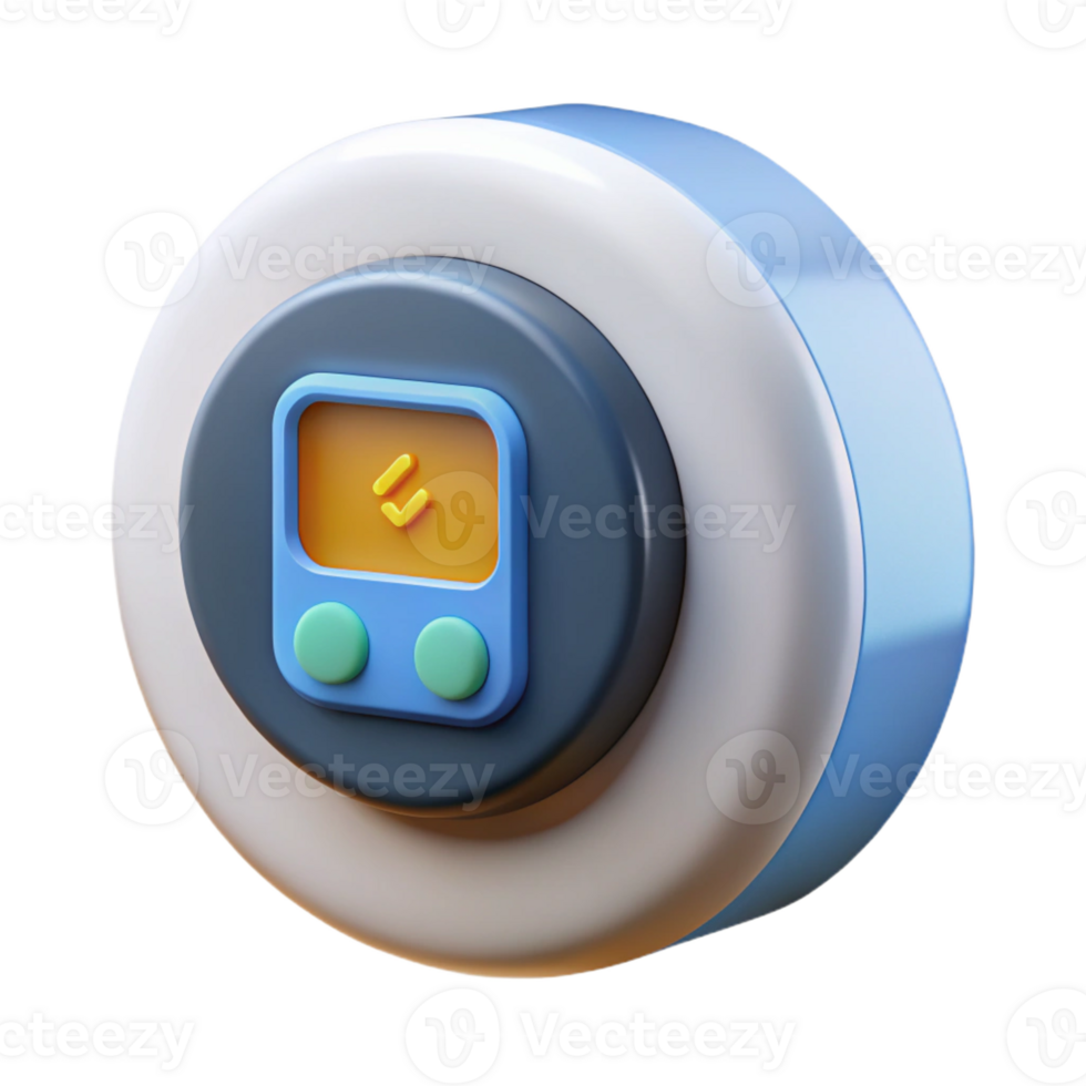 beautiful modern Smart thermostat with digital display detailed png