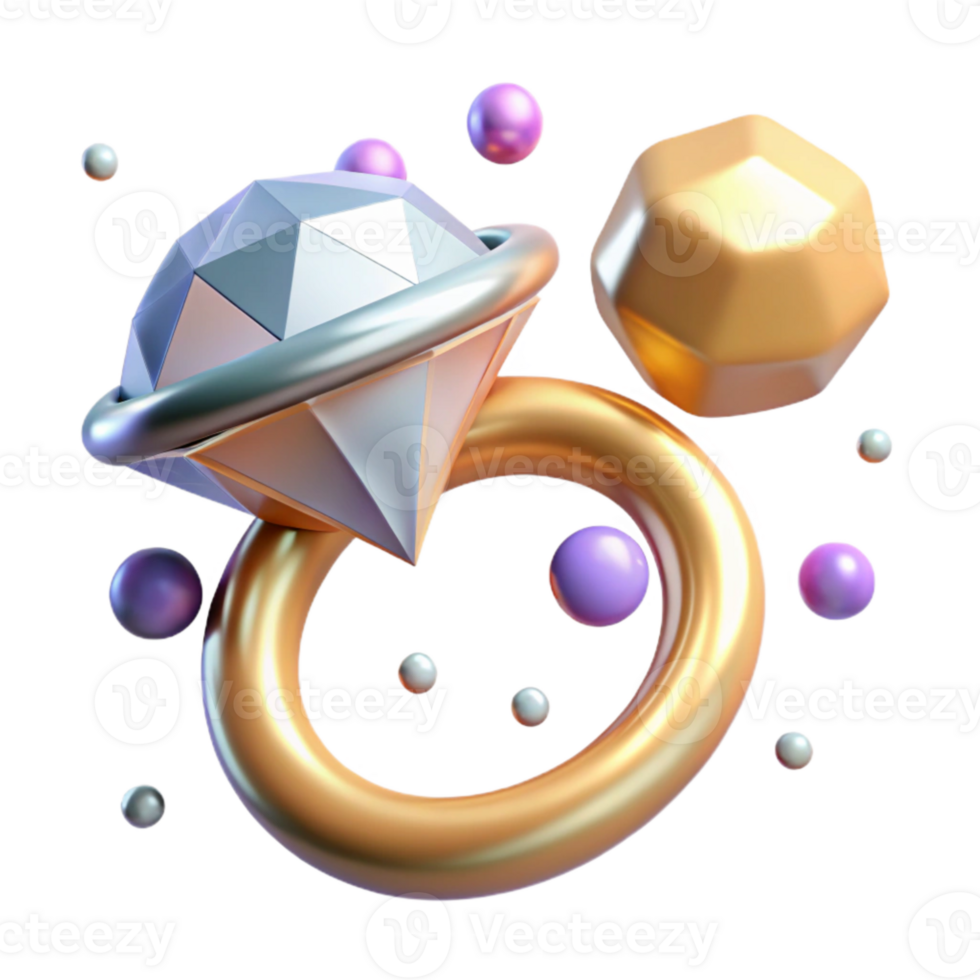 wonderful contemporary Diamond Engagement Ring Sparkling Isolated for Jewelry Websites high quality png