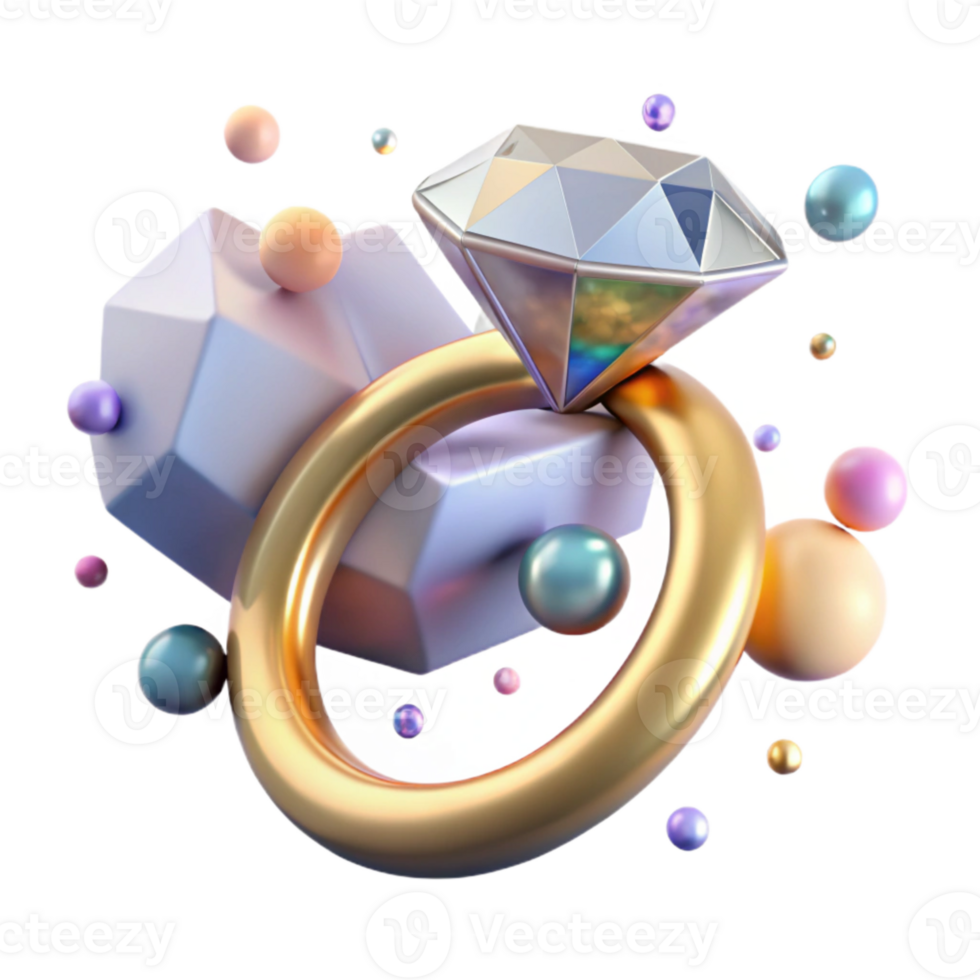wonderful creative Diamond Engagement Ring Sparkling Isolated for Jewelry Websites png