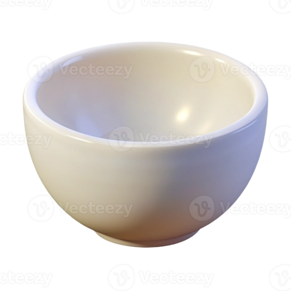 serene modern Bowl, white, ceramic, round shape, 4K png