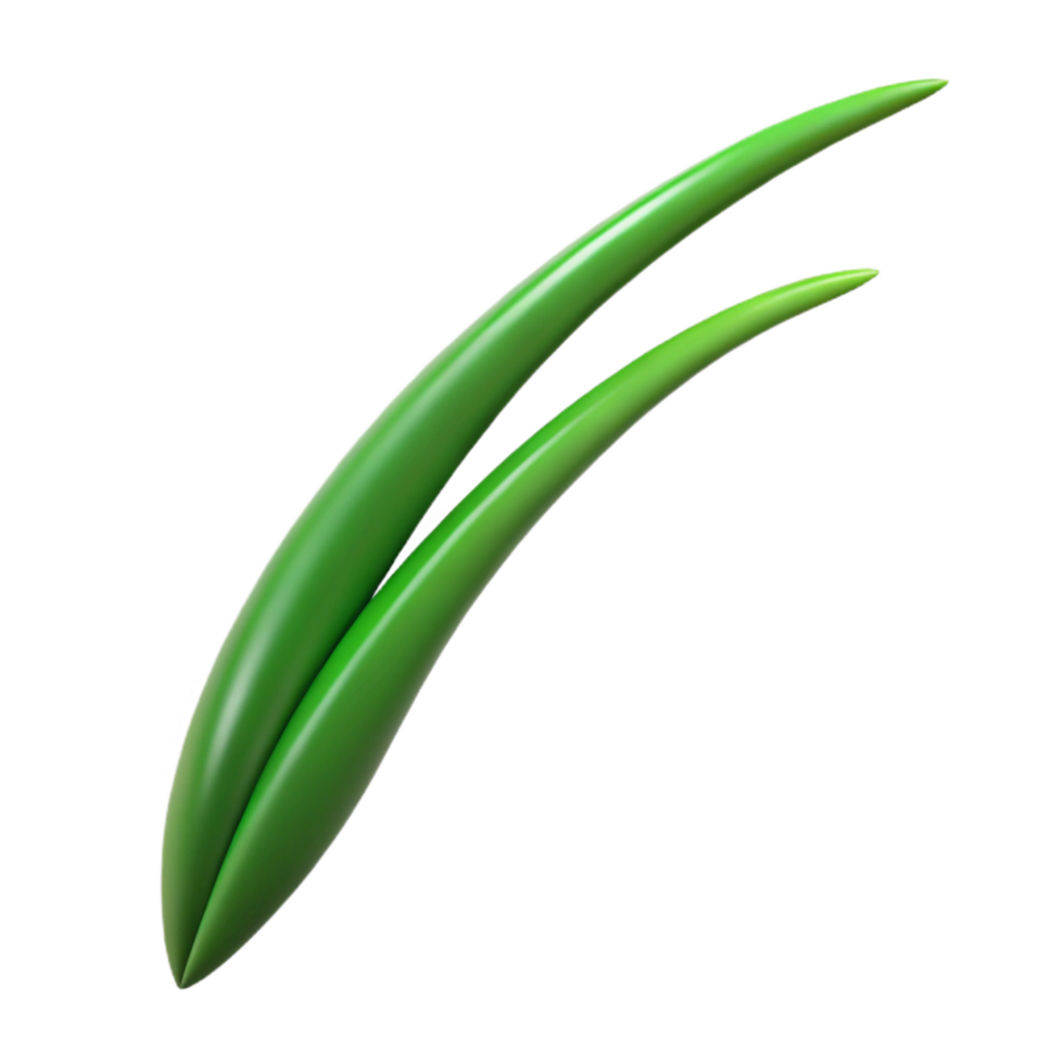 serene contemporary Single green blade of grass, authentic png