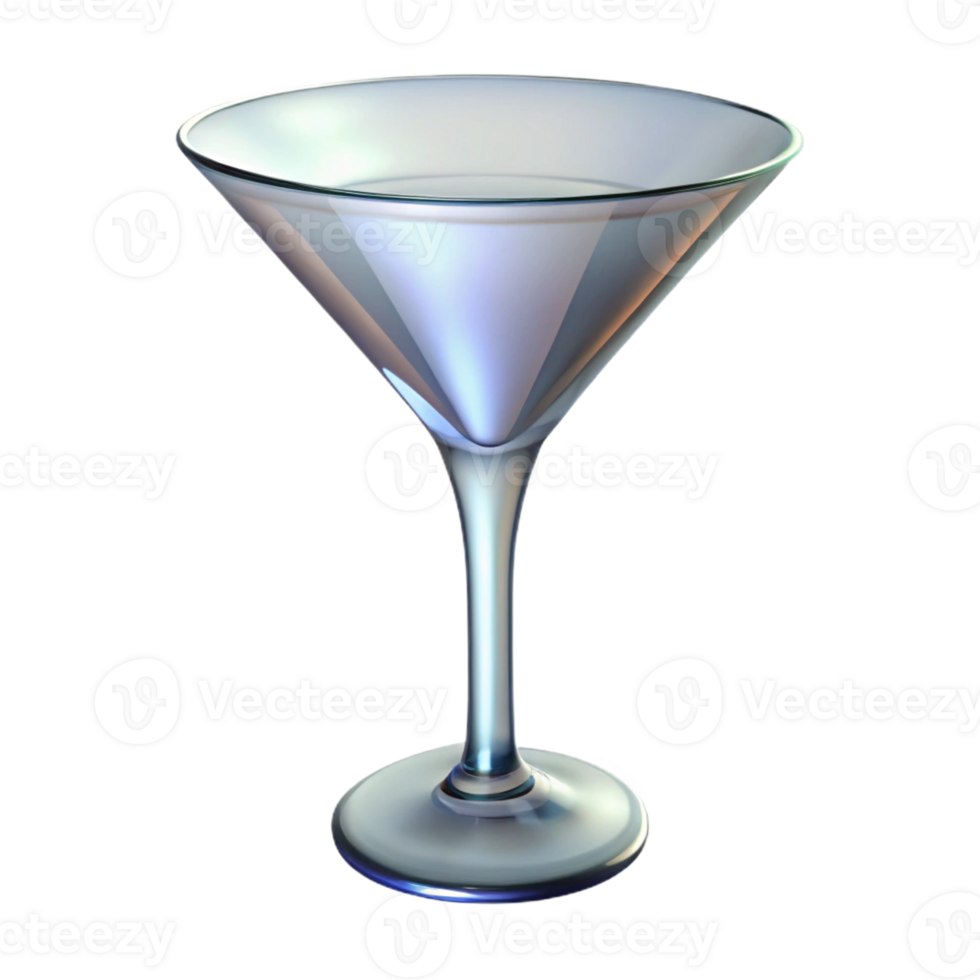 impressive contemporary Martini glass, clear, classic V-shape, professional png