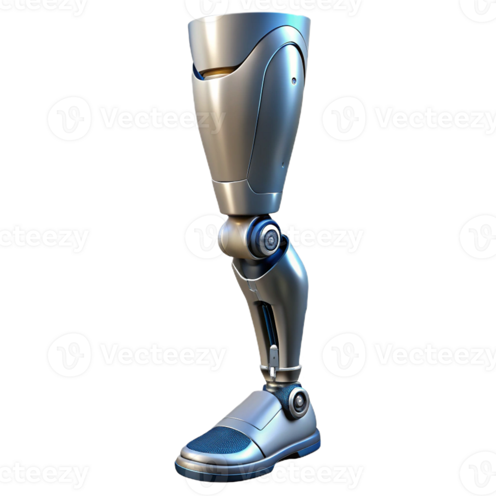 wonderful creative Cybernetic leg prosthetic, realistic skin, metallic joints high quality png